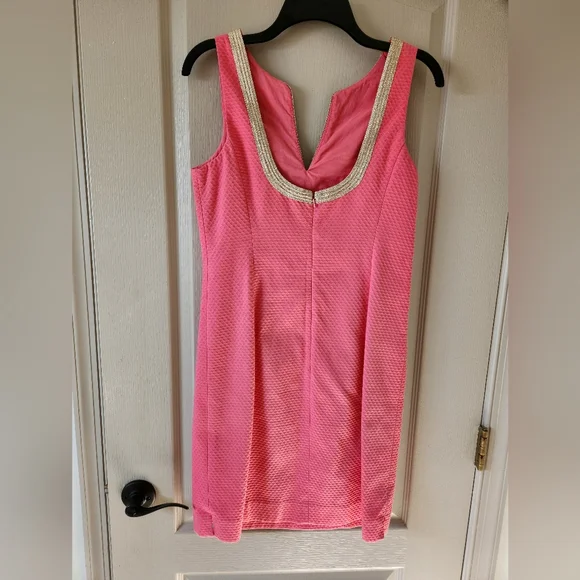Lilly Pulitzer Pink Midi Dress with Gold Accents Beautiful for Easter - Picture 9 of 9